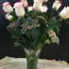 1 dz.  Bi-Color Roses, Fancy Greens. The Picture contains a White