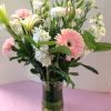 Lisianthus, Gerbera Daisies, Stock, Roses, Lilies, Fancy Greens