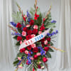 Filled with fresh blooms in red, white and blue for a lush