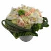 (53) Beautiful soft blush and white roses with accenting white cymbidium orchids