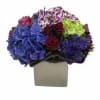 (54) Strong rich colors designed together in a beautiful silver vase! Substitutions