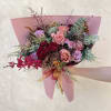 Flowers: purple moon roses, amnesia roses, barista roses, mauve scabiosa, mauve lisianthus
