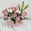 Buyer will receive a pink basket with pink roses