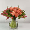Combination of tulips and rose 