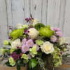 Welcome to a magical forest of greens that light up this arrangement!
