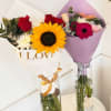 Floral Cone with a mix 3 Focal Flowers with Daisies, mini carnations