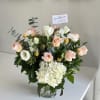  mix roses with alstroemeria, eucalyptus , hydrangea carnations , and billy