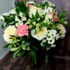 Cloud.Bouquet of flowers with white roses as respect.
The composition of the bouquet