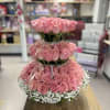 Beautiful floral arrangement made with 125 pink roses, and baby breath!