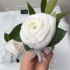 This elegant white ranunculus corsage and boutonni&egrave;re are the perfect choice to