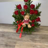 ROSES, TEDDY BEAR WITH MINI METAL CROWN