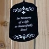 This wind chime is 44&rdquo; inches long and reads and In memory