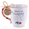 This mug is stunning with a beautiful floral handle and an accent-colored