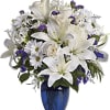 In this arrangement the serenity of the color blue along with the