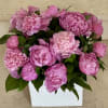 Peonies arranged in a glass vase vase with greenery.
Standard:  10 Peonies