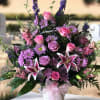 Lovely lavender mix with stargazers and a pretty variety of pink flowers.