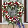 Red, white &amp; blue mix of our freshest flowers on a 18