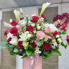 Lushly Flower Box Bouquet: Exquisite assortment of flowers, roses, eucalyptus, hydrangeas, stars
