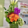 Sunshine Flower Arrangement Bouquet: Cluster roses, hydrangeas, orchids, and callas artistically placed