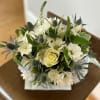 A refreshing, elegant arrangement in soft ivory and cool tones, featuring creamy