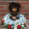 This Bronze Baseball Glove and Ball is made of resin to look