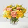 A cheerful burst of summer featuring vibrant yellows and warm oranges. Solene