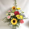 This bouquet is full of color. Sunflowers, Gerbera Daisy, Carnations, Daisies and