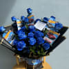 A bold and unique floral gift featuring stunning blue roses and decorative