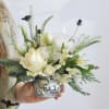 Choose mirror ball or matte white ceramic adorable  desktop arrangement