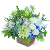 The crisp blues and whites of this arrangement will add a touch
