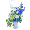 The crisp blues and whites of this arrangement will add a touch