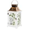 Nice keepsake white wooden lantern with Copper tin roof and sentiment on