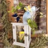 Nice keepsake white wooden lantern with copper tin roof and sentiment on