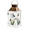 Nice keepsake white wooden lantern with copper tin roof and sentiment on