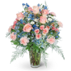 Garden of Juliette is a breathtaking symphony of peach and blue blossoms