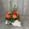Handcrafted white alligator with a fabulous mix of orange &amp; blue. 