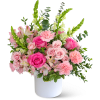 Pink Paradise is a contemporary flower design that combines roses, alstroemeria, Snapdragons