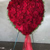 24 inch Solid Red Rose Heart Sympathy Wreath. 

