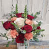 Introducing the &#039;Adeline&#039; bouquet, a harmonious blend of roses and carnations in
