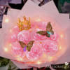 One of a kind handmade silk roses with diamond pins, butterfly accents