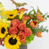 AUTUMN FLOWERS WITH SUNFLOWERS, TULIPS &amp; ROSES

Warm, bright and fresh. This autumn-inspired