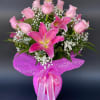Send the most extravagant 1 dozen Pink rose arrangement. This luxury arrangement