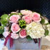 Our small signature luxe box filled with dreamy pink seasonal stems. 