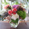 Sweet bunch of seasonal flowers with Hydrangea, Spray Roses and Kale in