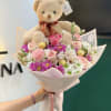 Special Mix Flower Bouquet with roses and a carnations, chocolates a cute