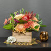 This, our most classic rustic wooden box filled with fall colors, but