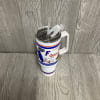 40oz metal Gator tumbler with a side handle and a straw. 