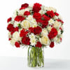 red and white roses over 24 roses in standard*n plues white and