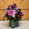 Polka Dot Blooms Bouquet - Purple,  featuring a 4&quot; glass cubed