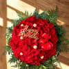 Bouquet of 100 red roses, 8 Ferrero Rocher, and Happy Birthday.